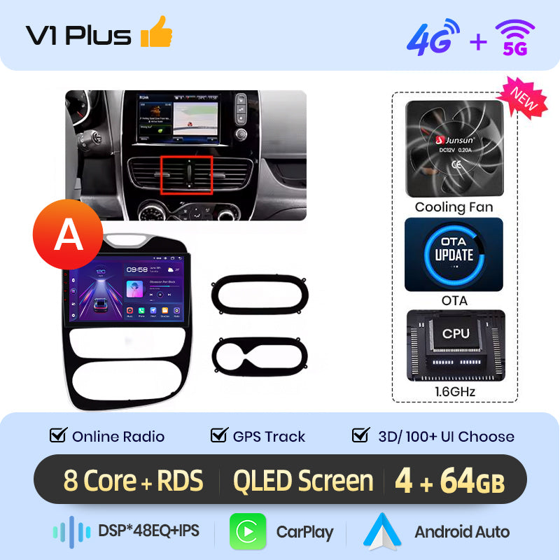 Radio Junsun AI Voice 2 DIN Android para Renault Clio 4 ZOE 2012-2019 con Carplay 4G, GPS, multimedia, 2 DIN 