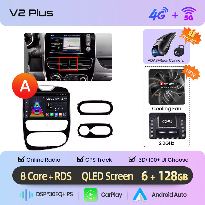 Radio Junsun AI Voice 2 DIN Android para Renault Clio 4 ZOE 2012-2019 con Carplay 4G, GPS, multimedia, 2 DIN 