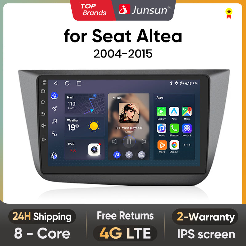 Junsun V1 AI Voice - Radio inalámbrica CarPlay Android Auto para Seat Altea 2004-2015 Toledo 3 4G, GPS, 2DIN, multimedia para coche