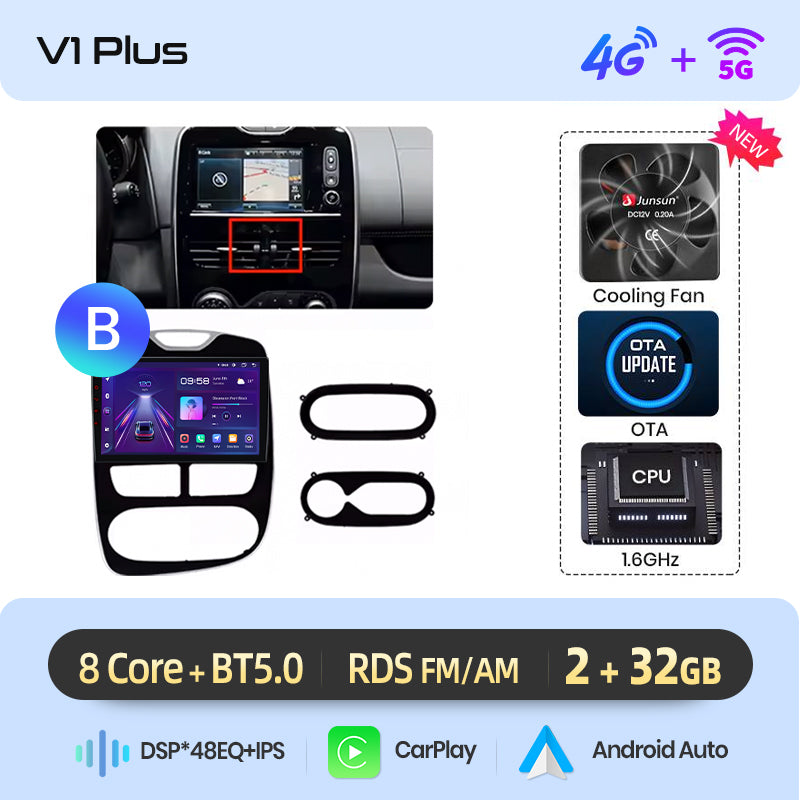 Radio Junsun AI Voice 2 DIN Android para Renault Clio 4 ZOE 2012-2019 con Carplay 4G, GPS, multimedia, 2 DIN 