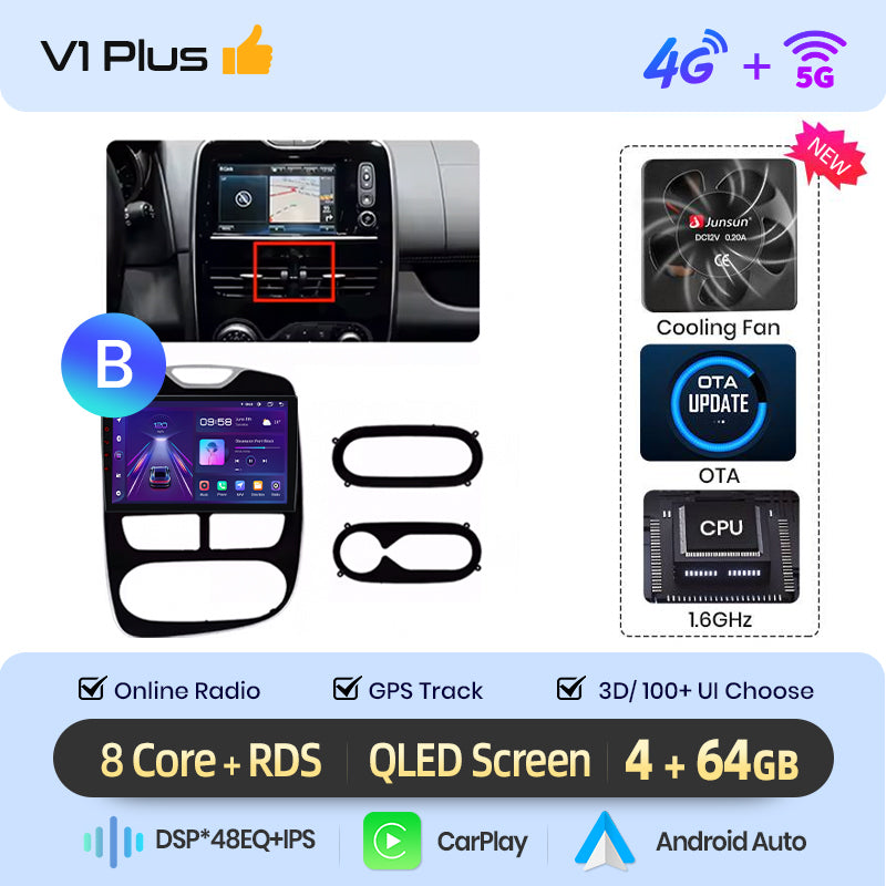 Radio Junsun AI Voice 2 DIN Android para Renault Clio 4 ZOE 2012-2019 con Carplay 4G, GPS, multimedia, 2 DIN 