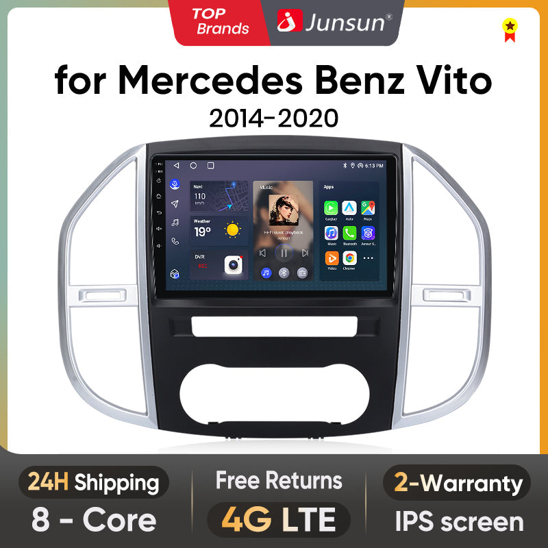 Radio Junsun AI Voice 2 DIN Android para Mercedes Benz Vito W447 2014-2020, Carplay 4G, GPS, multimedia, 2 DIN