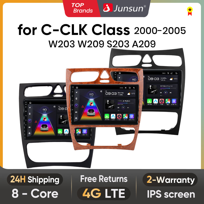 Radio Junsun AI Voice 2 DIN Android para Mercedes Benz Clase C CLK W203 W209 S203 A209 2000-2005 con Carplay 4G, GPS, multimedia, 2 DIN