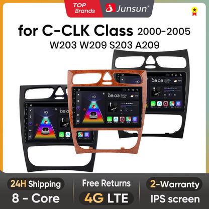 Radio Junsun AI Voice 2 DIN Android para Mercedes Benz Clase C CLK W203 W209 S203 A209 2000-2005 con Carplay 4G, GPS, multimedia, 2 DIN