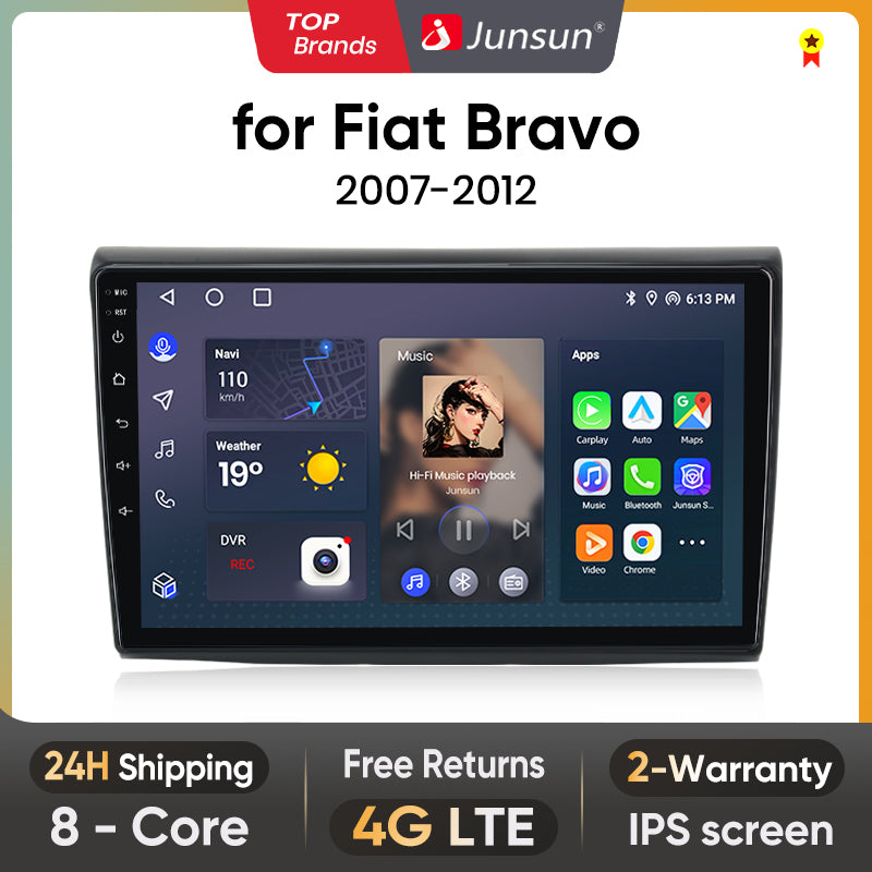 Junsun AI Voice 2 din Android Auto Radio For Fiat Bravo 2007 2008 2009 2010-2012 Carplay 4G Car Multimedia GPS 2din autoradio