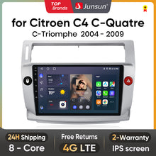 Radio Junsun AI Voice 2 DIN Android Auto para Citroën C4, C-Triomphe, C-Quatre (2004-2009), Carplay 4G, GPS, multimedia, 2 DIN