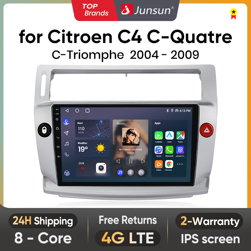 Junsun AI Voice 2 din Android Auto Radio For Citroen C4 C-Triomphe C-Quatre 2004 - 2009 Carplay 4G Car Multimedia GPS 2din autoradio