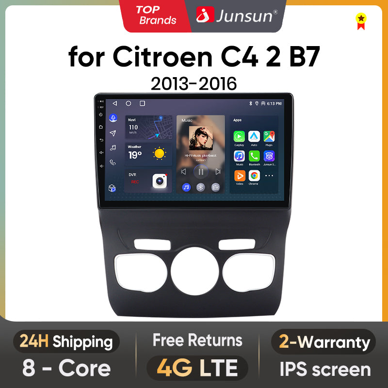 Junsun AI Voice 2 din Android Auto Radio For Citroen C4 2 B7 2013 - 2016 Carplay 4G Car Multimedia GPS 2din autoradio