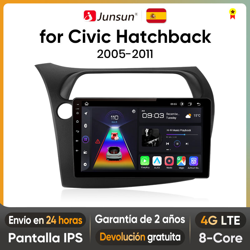 Junsun AI Voice 2 din Android Autoradio Für Honda Civic Hatchback 2005 2006-2011 Carplay 4G Auto Multimedia GPS 2din autoradio