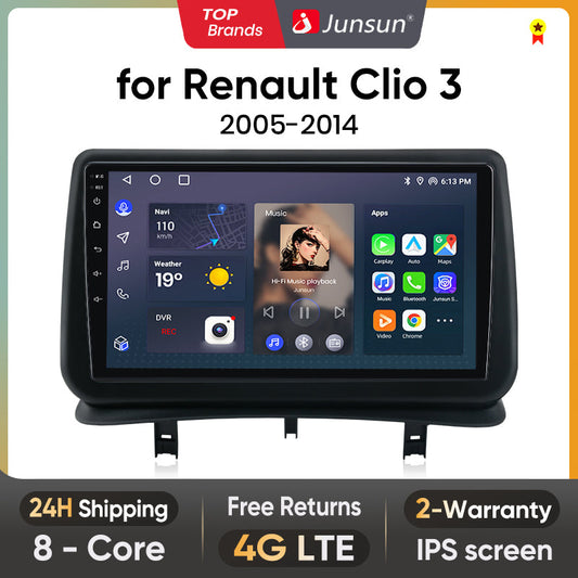 Radio Junsun AI Voice 2 DIN Android para Renault Clio 3 2005-2014 con Carplay 4G, GPS, multimedia, 2 DIN