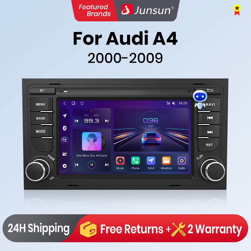 Junsun AI voice 4G LTE wireless CarPlay Android Auto Radio For  Audi A4 B9 B8 B7 B6 S4 RS4 SEAT Exeo Car Intelligent Systems Multimedia player Stereo RDS BT 2 din autoradio GPS Navi screen