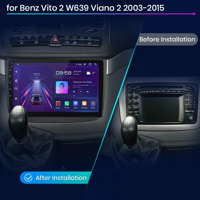 Radio Junsun Android Auto para Mercedes-Benz Vito 2 W639 Viano 2 (2003-2015), Carplay 4G, GPS, 2 DIN 