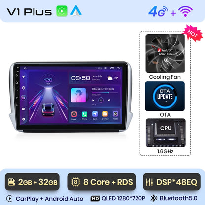 Radio Junsun para Peugeot 2008, 208, 2012-2018, inalámbrica, CarPlay, Android Auto, sistema inteligente, 2 DIN, DVD. 