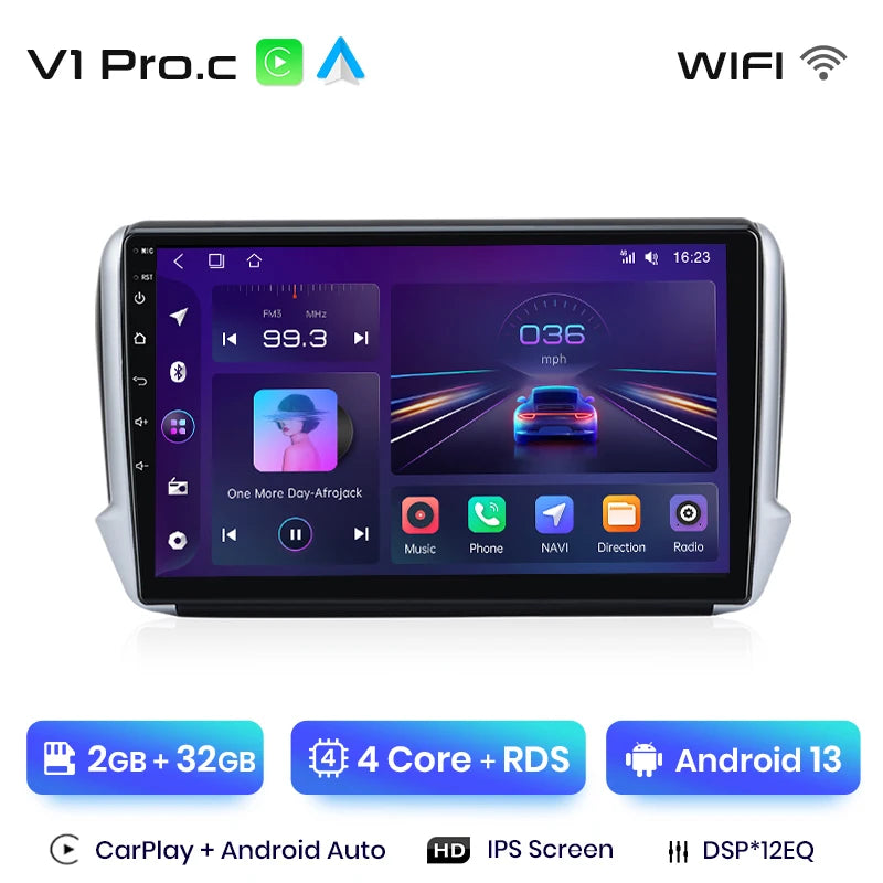 Radio Junsun para Peugeot 2008, 208, 2012-2018, inalámbrica, CarPlay, Android Auto, sistema inteligente, 2 DIN, DVD. 