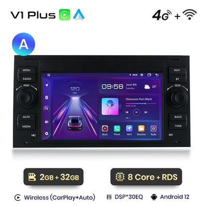 Junsun CarPlay Android Autoradio für Ford Focus Mondeo Fiesta Transit Kuga C-Max S-Max Galaxy GPS Auto Multimedia 2din Autoradio 