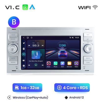 Junsun CarPlay Android Autoradio für Ford Focus Mondeo Fiesta Transit Kuga C-Max S-Max Galaxy GPS Auto Multimedia 2din Autoradio 