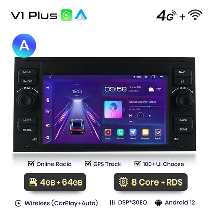 Junsun CarPlay Android Autoradio für Ford Focus Mondeo Fiesta Transit Kuga C-Max S-Max Galaxy GPS Auto Multimedia 2din Autoradio 