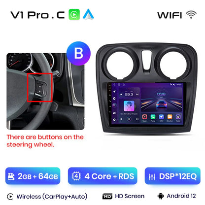 Junsun V1 AI Voice Android Auto Radio para Renault Logan 2 Sandero 2014-2019 CarPlay inalámbrico Multimedia GPS 2DIN Autoradio 