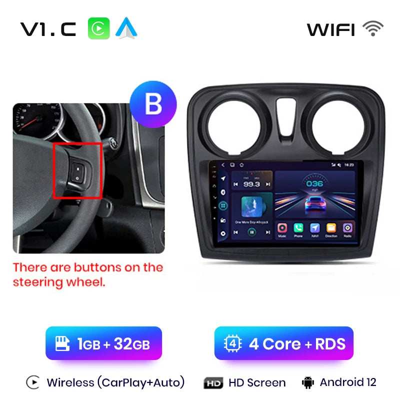 Junsun V1 AI Voice Android Auto Radio para Renault Logan 2 Sandero 2014-2019 CarPlay inalámbrico Multimedia GPS 2DIN Autoradio 