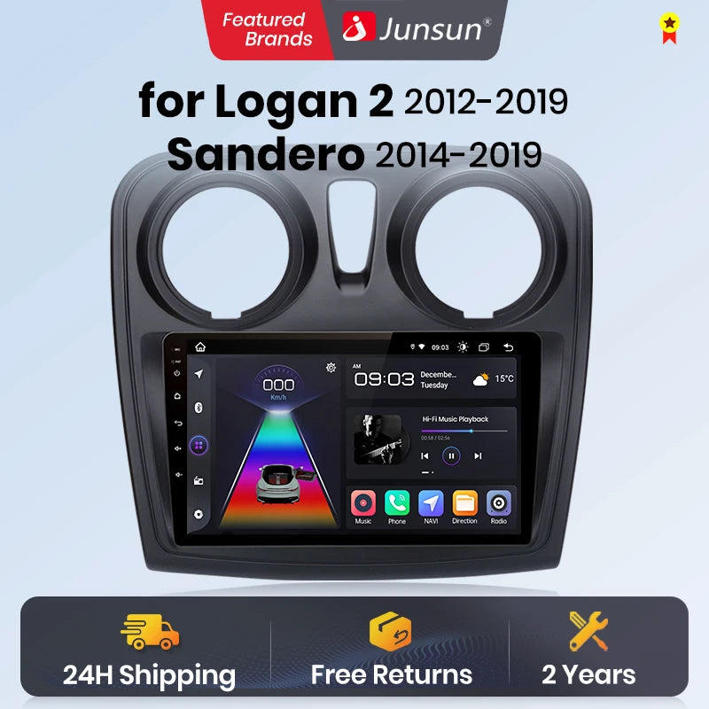 Junsun V1 AI Voice Android Auto Radio para Renault Logan 2 Sandero 2014-2019 CarPlay inalámbrico Multimedia GPS 2DIN Autoradio 