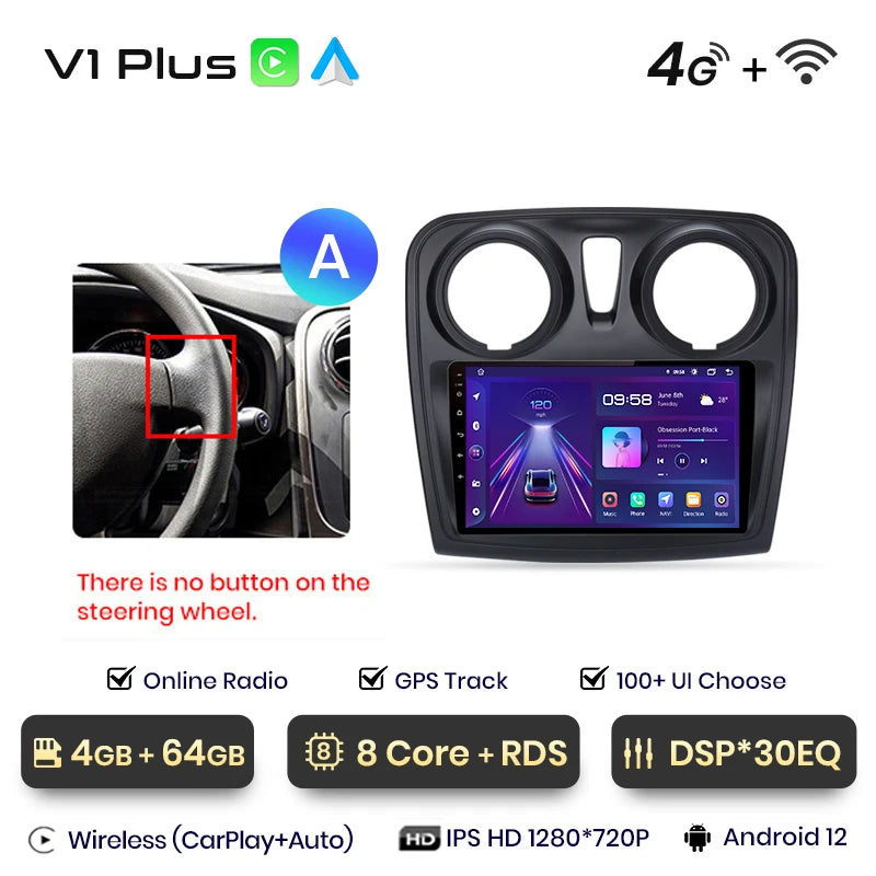 Junsun V1 AI Voice Android Auto Radio para Renault Logan 2 Sandero 2014-2019 CarPlay inalámbrico Multimedia GPS 2DIN Autoradio 