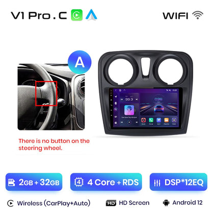 Junsun V1 AI Voice Android Auto Radio para Renault Logan 2 Sandero 2014-2019 CarPlay inalámbrico Multimedia GPS 2DIN Autoradio 