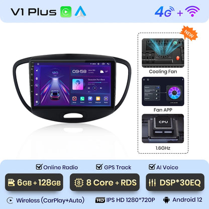 Junsun V1 AI Stimme Drahtlose CarPlay Android Auto Radio Für Hyundai Grand i10 2008-2012 4G Auto Multimedia GPS 2din autoradio