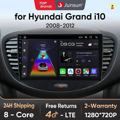Junsun V1 AI Stimme Drahtlose CarPlay Android Auto Radio Für Hyundai Grand i10 2008-2012 4G Auto Multimedia GPS 2din autoradio