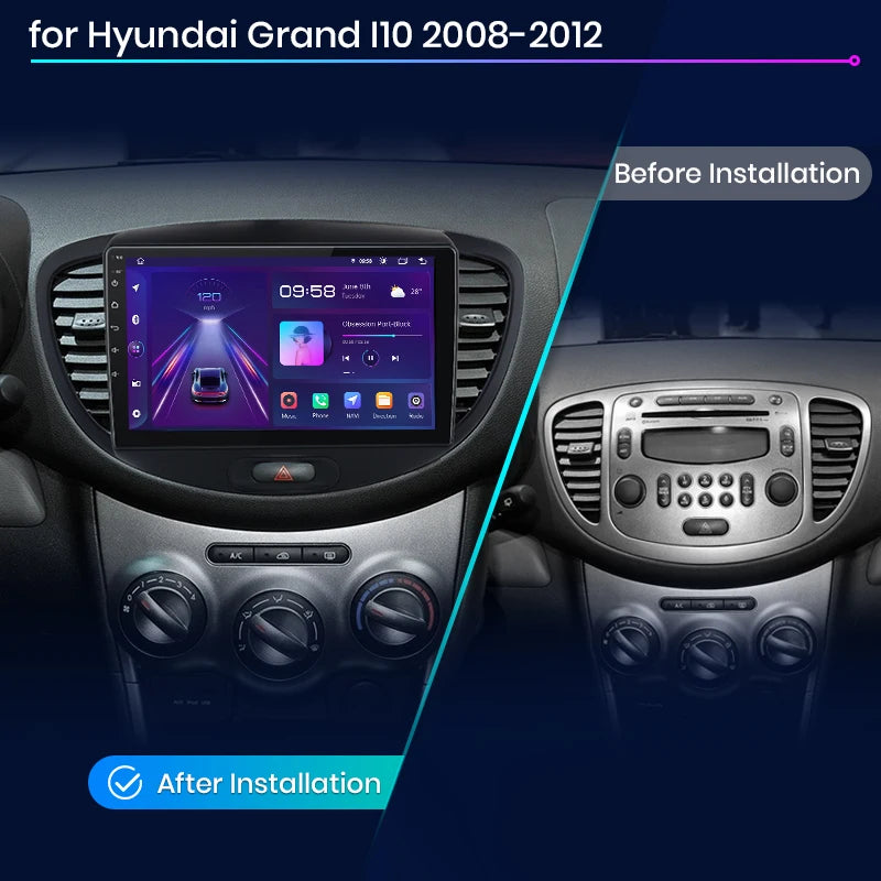 Junsun V1 AI Voice Wireless CarPlay Android Auto Radio For Hyundai Grand i10 2008-2012 4G Car Multimedia GPS 2din autoradio