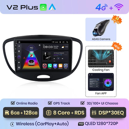 Junsun V1 AI Stimme Drahtlose CarPlay Android Auto Radio Für Hyundai Grand i10 2008-2012 4G Auto Multimedia GPS 2din autoradio