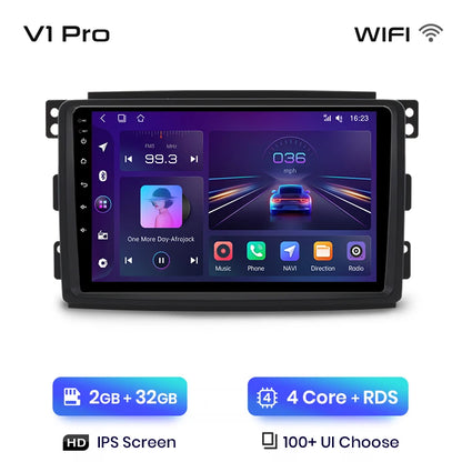 Junsun V1 AI Voice - Radio inalámbrica CarPlay Android para Smart Fortwo 451 (2005-2010), 4G, GPS, 2DIN 