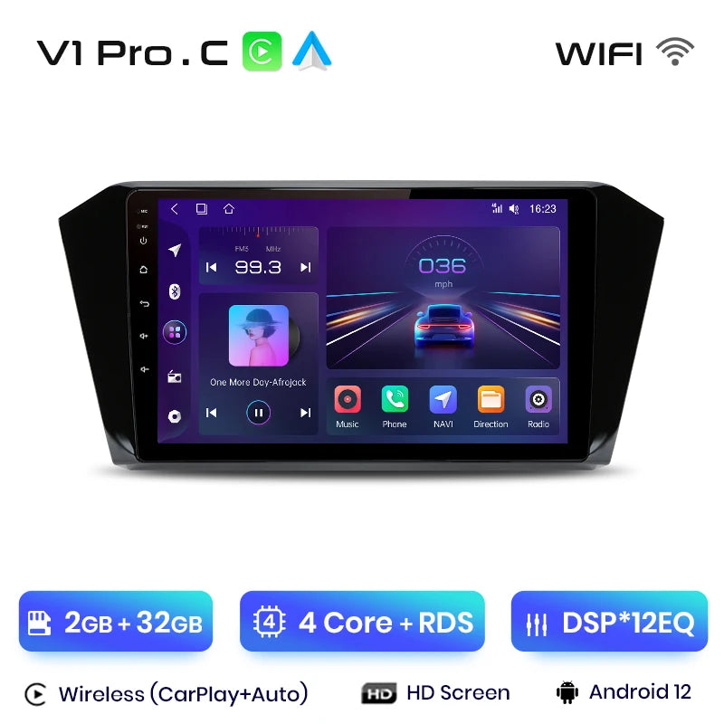 Junsun V1 AI Voice Wireless CarPlay Android Auto Radio para VW Volkswagen Passat B8 2015-2020 4G Car Multimedia GPS 2din autoradi 