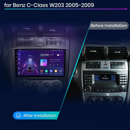 Junsun V1 AI Voice - Radio inalámbrica CarPlay Android para coche, GPS, 2DIN, para Benz Clase C W203 2005-2009 