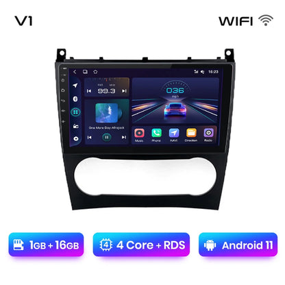Junsun V1 AI Voice - Radio inalámbrica CarPlay Android para coche, GPS, 2DIN, para Benz Clase C W203 2005-2009 