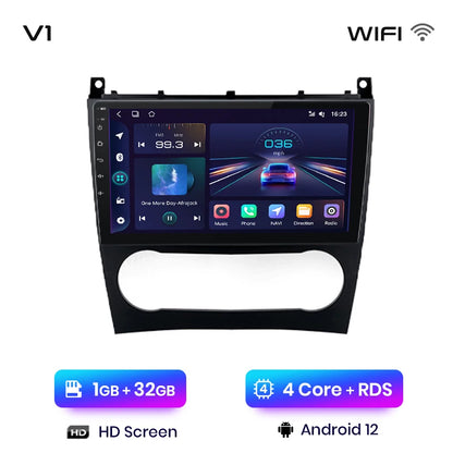 Junsun V1 AI Voice - Radio inalámbrica CarPlay Android para coche, GPS, 2DIN, para Benz Clase C W203 2005-2009 
