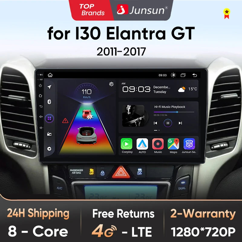 Junsun V1 Wireless CarPlay Android Auto Car Radio for Hyundai I30 Elantra GT 2011-2017 Car Intelligent Systems Smart Autoradio