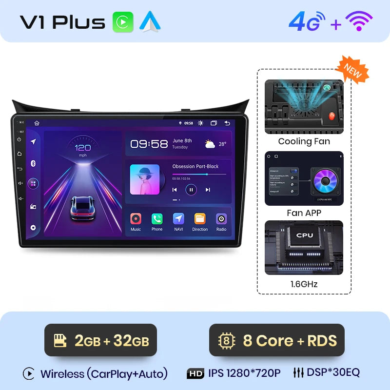 Junsun V1 Wireless CarPlay Android Auto Car Radio for Hyundai I30 Elantra GT 2011-2017 Car Intelligent Systems Smart Autoradio