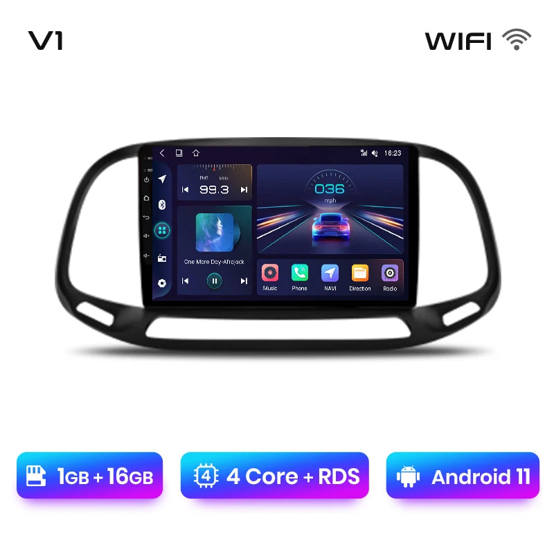 Junsun V1 - Radio inalámbrica con CarPlay y Android para Fiat Doblo (2015-2019), 4G, GPS, 2DIN 