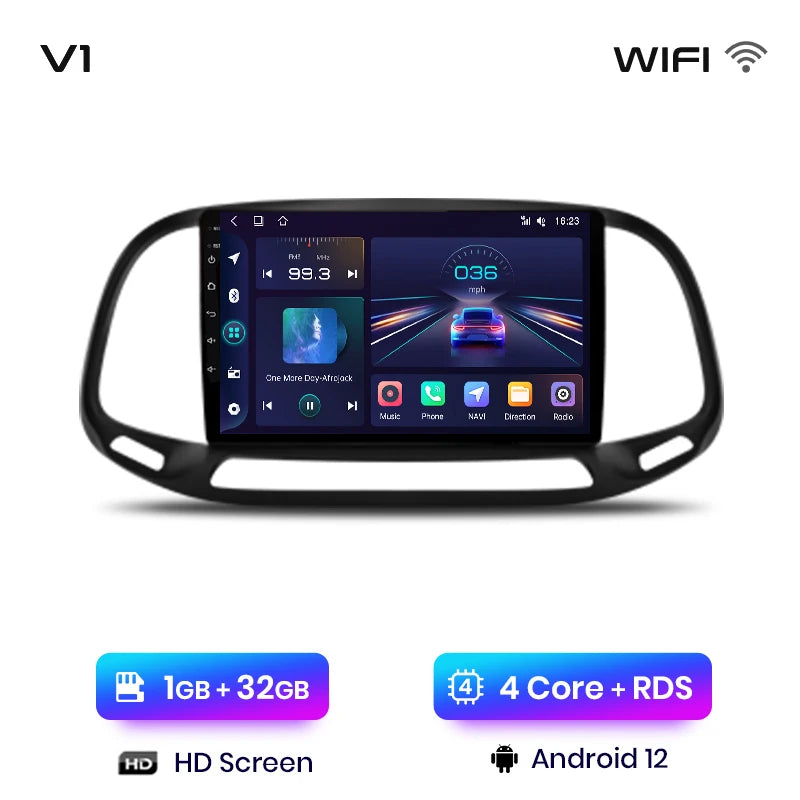 Junsun V1 - Radio inalámbrica con CarPlay y Android para Fiat Doblo (2015-2019), 4G, GPS, 2DIN 