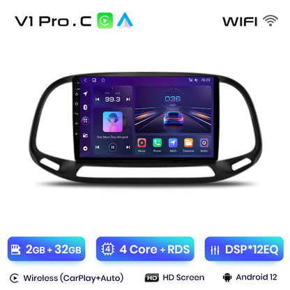 Junsun V1 - Radio inalámbrica con CarPlay y Android para Fiat Doblo (2015-2019), 4G, GPS, 2DIN 