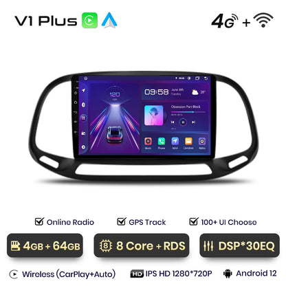 Junsun V1 - Radio inalámbrica con CarPlay y Android para Fiat Doblo (2015-2019), 4G, GPS, 2DIN 