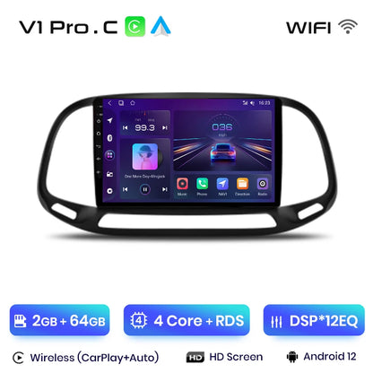 Junsun V1 - Radio inalámbrica con CarPlay y Android para Fiat Doblo (2015-2019), 4G, GPS, 2DIN 