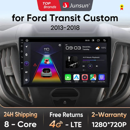 Junsun V1 - Radio inalámbrica con CarPlay y Android para Ford Transit Custom Tourneo 2013-2021, 4G, GPS, 2DIN 