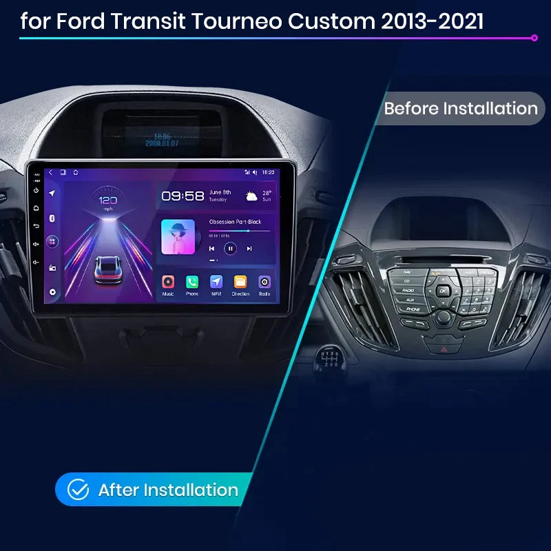 Junsun V1 - Radio inalámbrica con CarPlay y Android para Ford Transit Custom Tourneo 2013-2021, 4G, GPS, 2DIN 