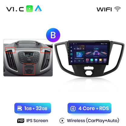 Junsun V1 - Radio inalámbrica con CarPlay y Android para Ford Transit Custom Tourneo 2013-2021, 4G, GPS, 2DIN 