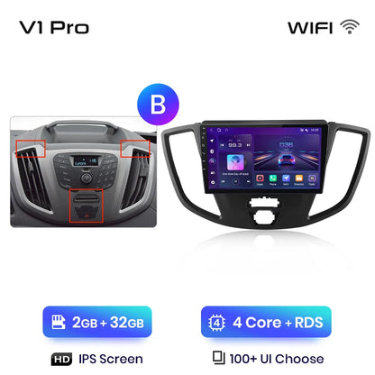 Junsun V1 - Radio inalámbrica con CarPlay y Android para Ford Transit Custom Tourneo 2013-2021, 4G, GPS, 2DIN 