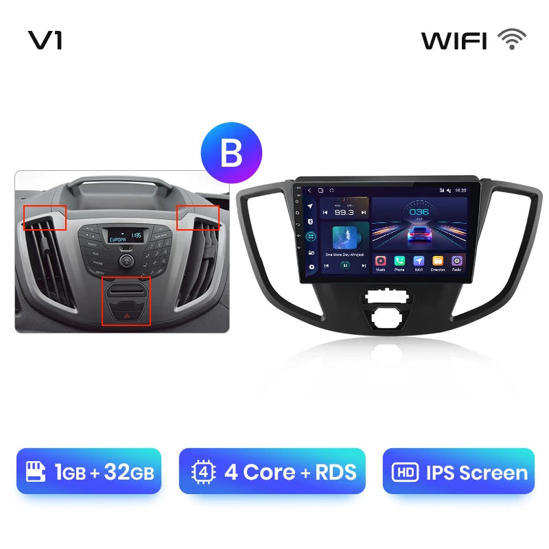 Junsun V1 - Radio inalámbrica con CarPlay y Android para Ford Transit Custom Tourneo 2013-2021, 4G, GPS, 2DIN 