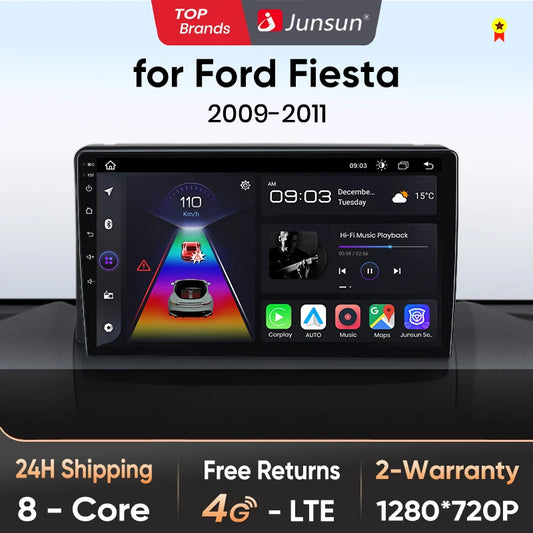 Junsun V1 Drahtloses CarPlay Android Autoradio für Ford Fiesta MK7 2009-2017 Auto-Multimedia-GPS 2din Autoradio 