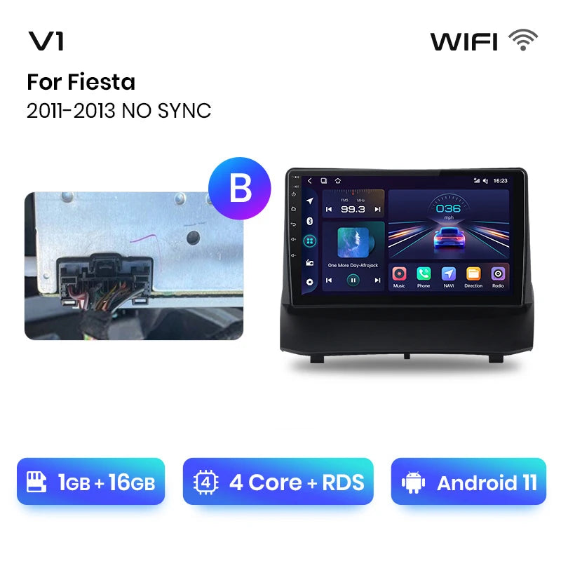 Junsun V1 Wireless CarPlay Android Auto Radio for Ford Fiesta MK7 2009-2017 Car Multimedia GPS 2din autoradio