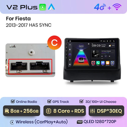 Junsun V1 Wireless CarPlay Android Auto Radio for Ford Fiesta MK7 2009-2017 Car Multimedia GPS 2din autoradio